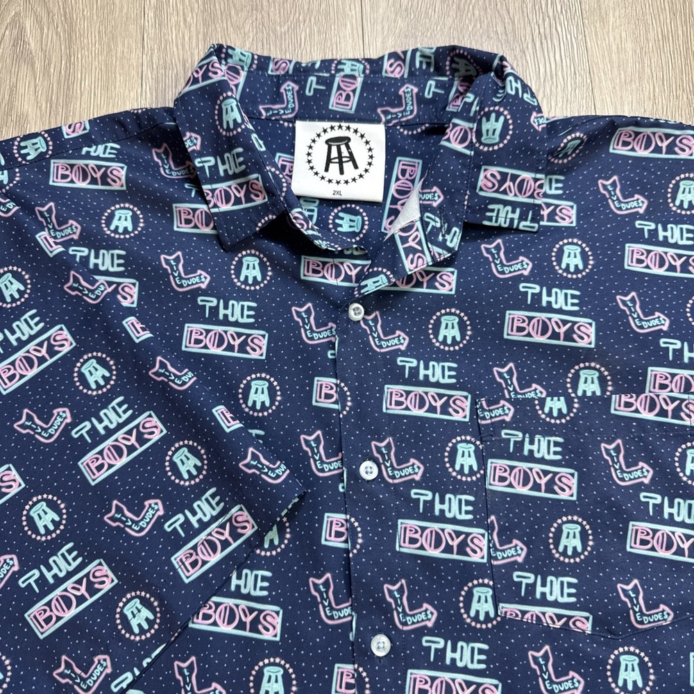 Barstool Sports Shirt Mens 2XL XXL Blue Pink The Boys Performance Tropical Beach